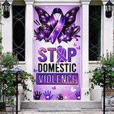Lofaris Purple Promotional Stop Domestic Violence Door Cover